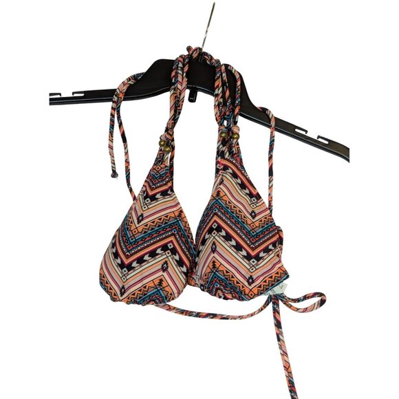 Hobie Womens Halter Bikini Top M/M Aztec Print Nylon/Polyester Multicolor Adjust - Picture 3 of 5